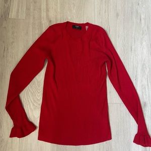 Tahari red sweater long sleeve ruffle size medium m Nordstrom rack